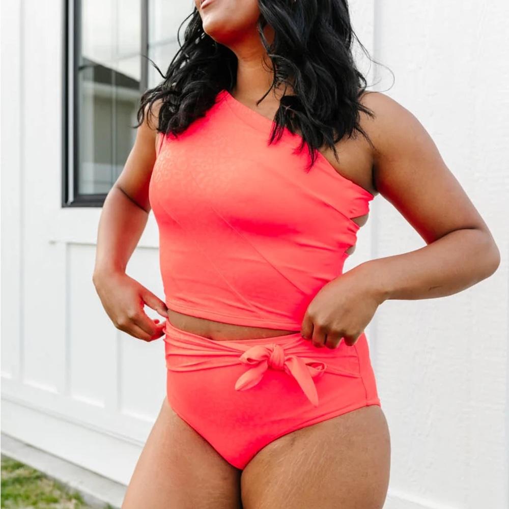 KIAVA Citrus Leopard Asymmetric Crop Top- Swim